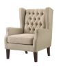Irwin Beige Linen Button Tufted Wingback Chair