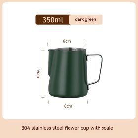 Stainless Steel Pitcher Pointed Thickened Frothing Pitcher Household Milk Cylinder (Option: 350ML D green)