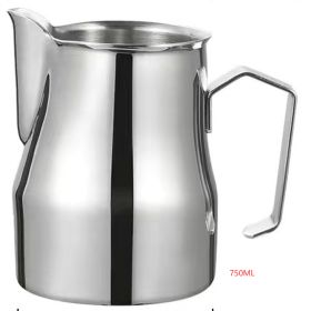 Stainless Steel Pitcher Pointed Thickened Frothing Pitcher Household Milk Cylinder (Option: 750ML natural2)