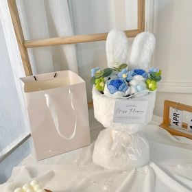 Creative Knitted Rabbit Ear Bouquet Doll (Color: Blue)