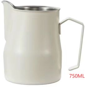 Stainless Steel Pitcher Pointed Thickened Frothing Pitcher Household Milk Cylinder (Option: 750ML white2)