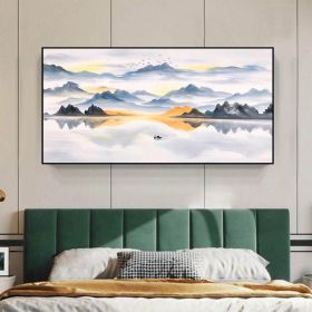 Handmade Oil Painting Abstract Mountain Lake Oil Painting Hand Painted On Canvas Nature Landscape Painting Modern Art Work Home Decor Large Wall Art (size: 150x220cm)