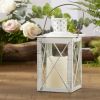 LUMINOUS WHITE LANTERN TEA LIGHT HOLDER - MEDIUM