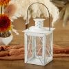 LUMINOUS WHITE LANTERN TEA LIGHT HOLDER - MEDIUM
