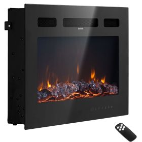 50 inch Electric Fireplace, Wall Mounted Recessed Fire Place with Remote Control, Timer, 1500W, Adjustable Flame Color Brightness, Touch Screen