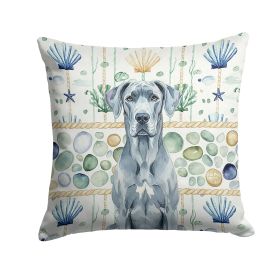 Blue Great Dane Coastal Sea Glass Throw Pillow Decorative Indoor Outdoor Accent Cushion for Couch, Bed or Patio, 18Hx18W