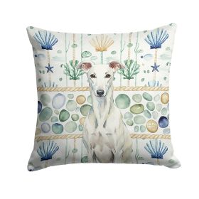 White Greyhound Coastal Sea Glass Throw Pillow Decorative Indoor Outdoor Accent Cushion for Couch, Bed or Patio, 18Hx18W