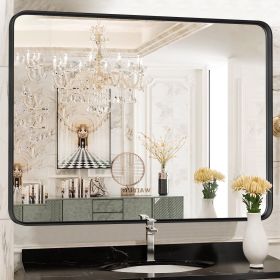 Bathroom Mirror 40"x 30" Wall Mirror with Rectangular Metal Frame, Black