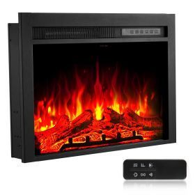 Electric Fireplace Insert, 28.5 inch Recessed and Wall Mounted with Adjustable Flame Color Brightness & 8h Timer & Remote Control