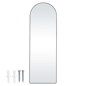 Curved Tall Mirror, 65'' x 22'', Spacious Standalone or Wall Mount Reflective Surface with Aluminum Frame