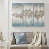 Blue Luminous Heavily Embellished 3-piece Canvas Wall Art Set
