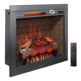 28 inch Infrared Electric Fireplace with Removable Trim kit Insert, Touch Panel Home Decor Heater, Smokeless Firebox With Fire Crackling Sound