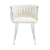 COOLMORE Leisure Dining Chairs Accent Chair Velvet Accent Lounge Chair With Metal Feet 2PC/SET