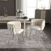 COOLMORE Leisure Dining Chairs Accent Chair Velvet Accent Lounge Chair With Metal Feet 2PC/SET