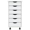 Rolling Cabinet with Drawers MOSS White Solid Wood Pine