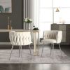 COOLMORE Leisure Dining Chairs Accent Chair Velvet Accent Lounge Chair With Metal Feet 2PC/SET