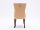 Upholstered Button Tufted Back Pink Velvet Dining Chair with Nailhead Trim and Solid Wood Legs 2 Sets